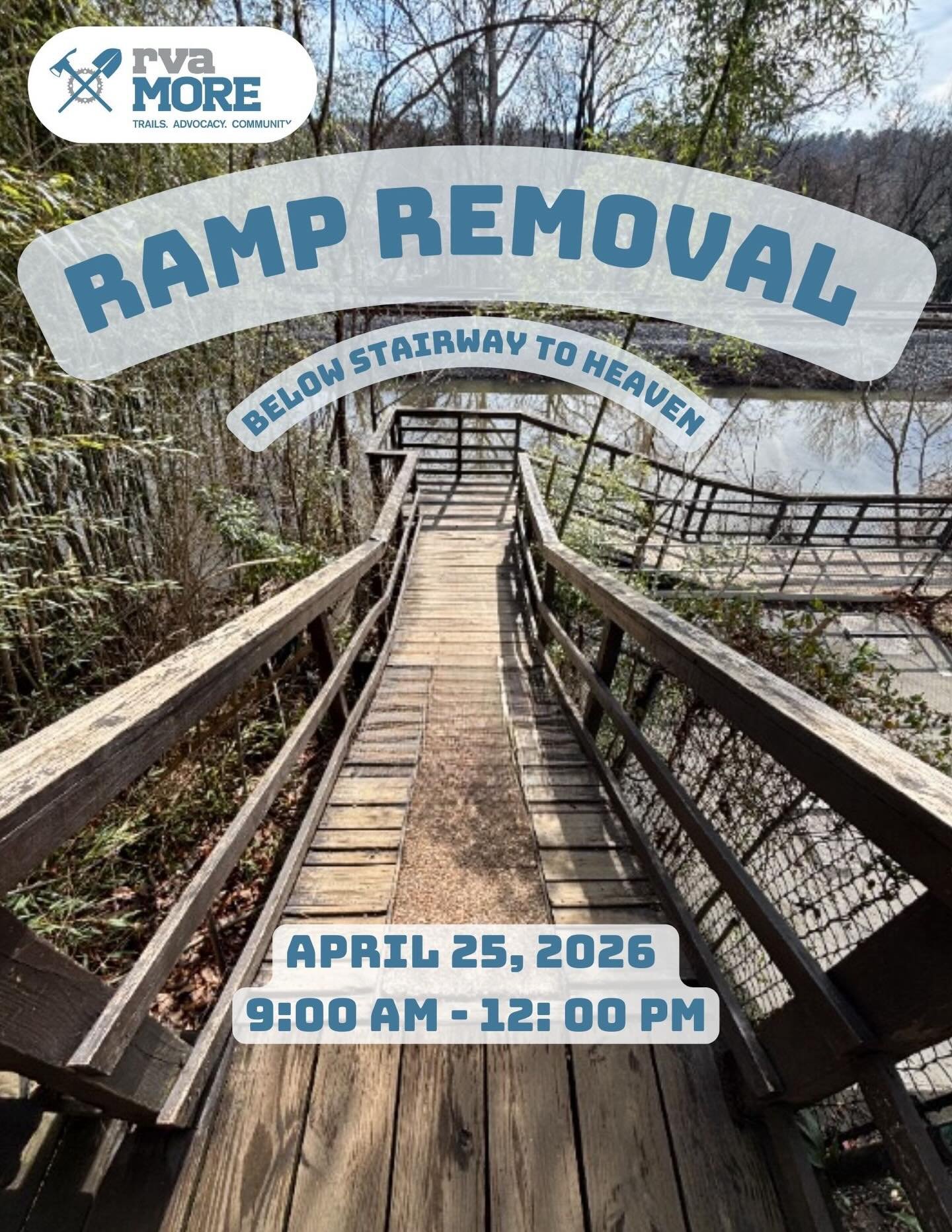 Allright - now for the Part Two of our HUGE Northbank Spring project&hellip;we need your help on Saturday April 25th as we dismantle and remove the lower half of the wooden ramp below Stairway to Heaven. After we hike ramp sections up to street level