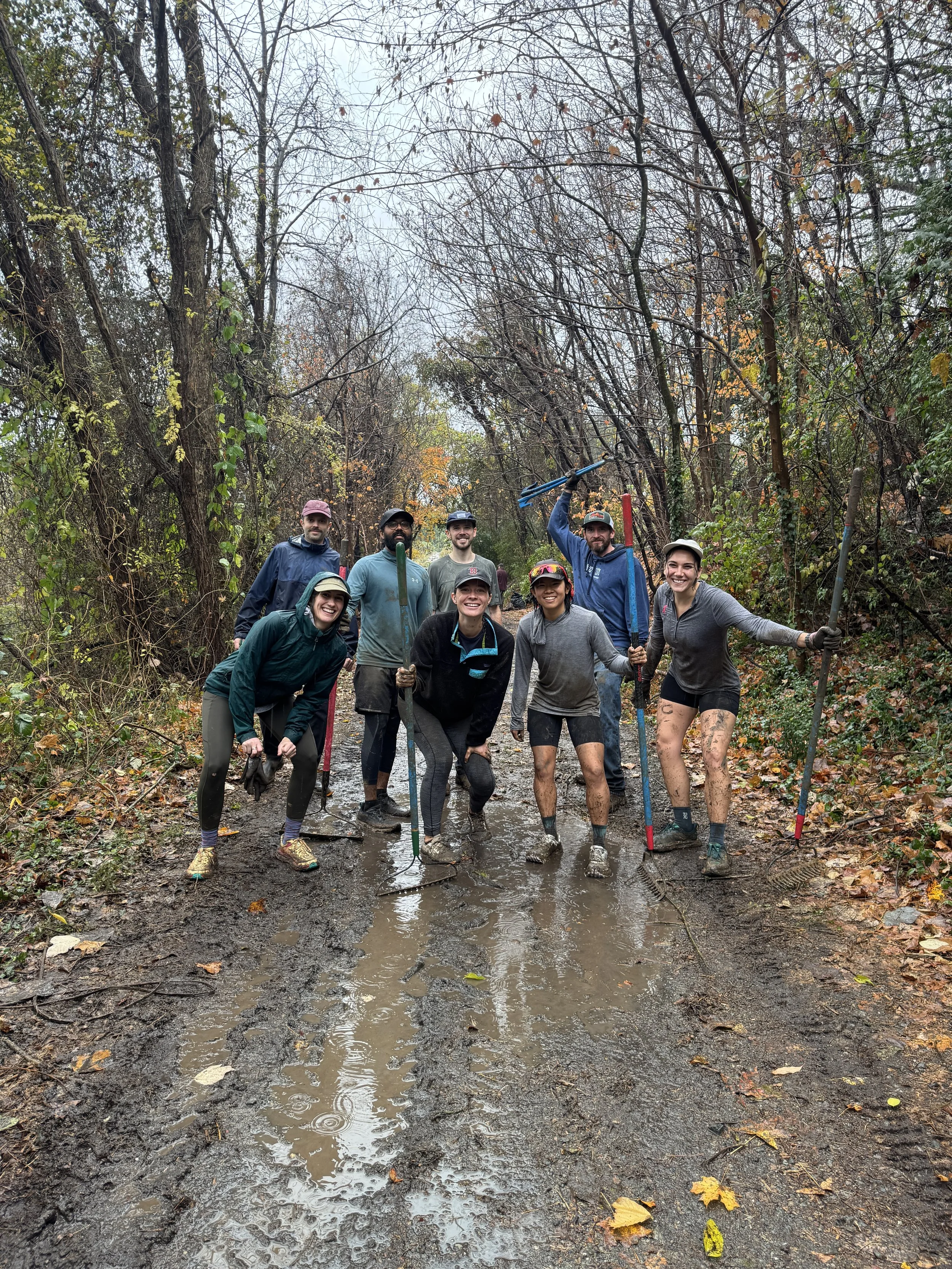 group of volunteers working on rva trails