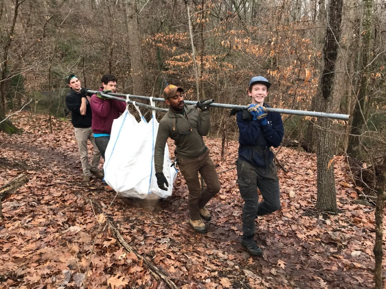 Volunteers working on trail maintenance in Richmond, VA