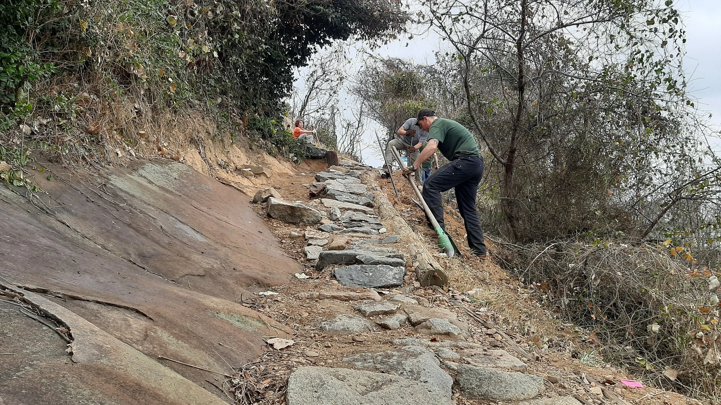 Volunteer group working on Richmond mountain bike trails