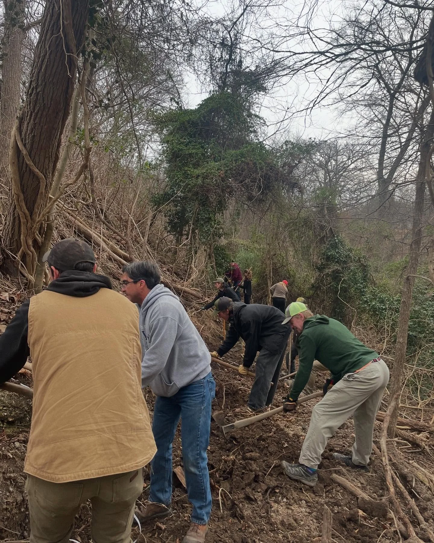 Volunteer group working on trails in the Richmond community