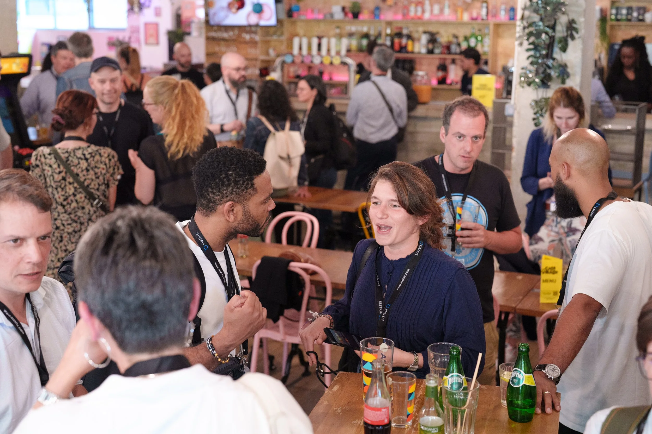 Afterwork event in a lively Paris bar, photographed for a client.