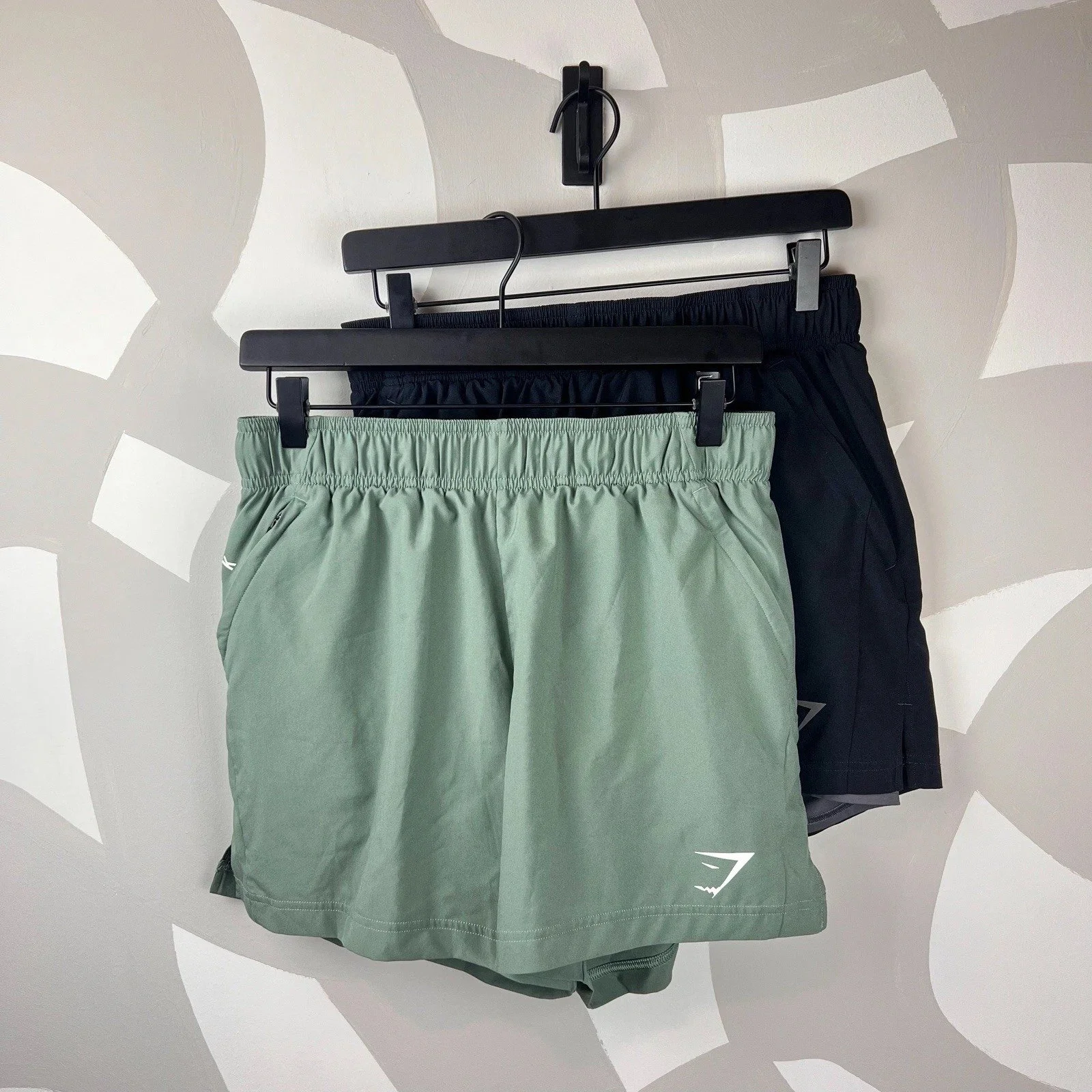 Lot of 2 GymShark Lined Athletic Shorts | Sage Green & Black | M