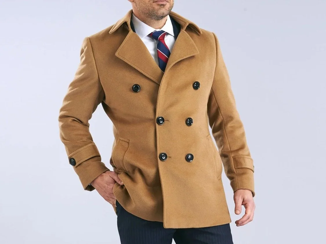 Man in a tan peacoat