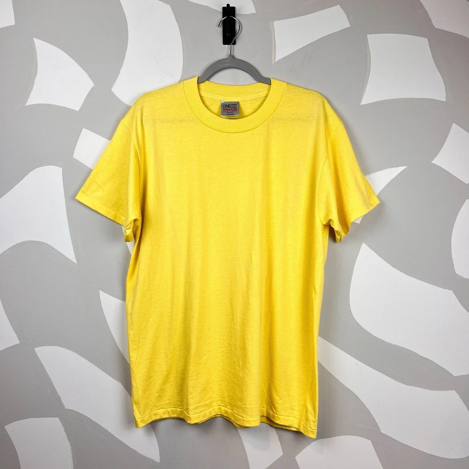 Vintage 1990's Oneita Power 50 Plus Yellow Blank T-Shirt | L