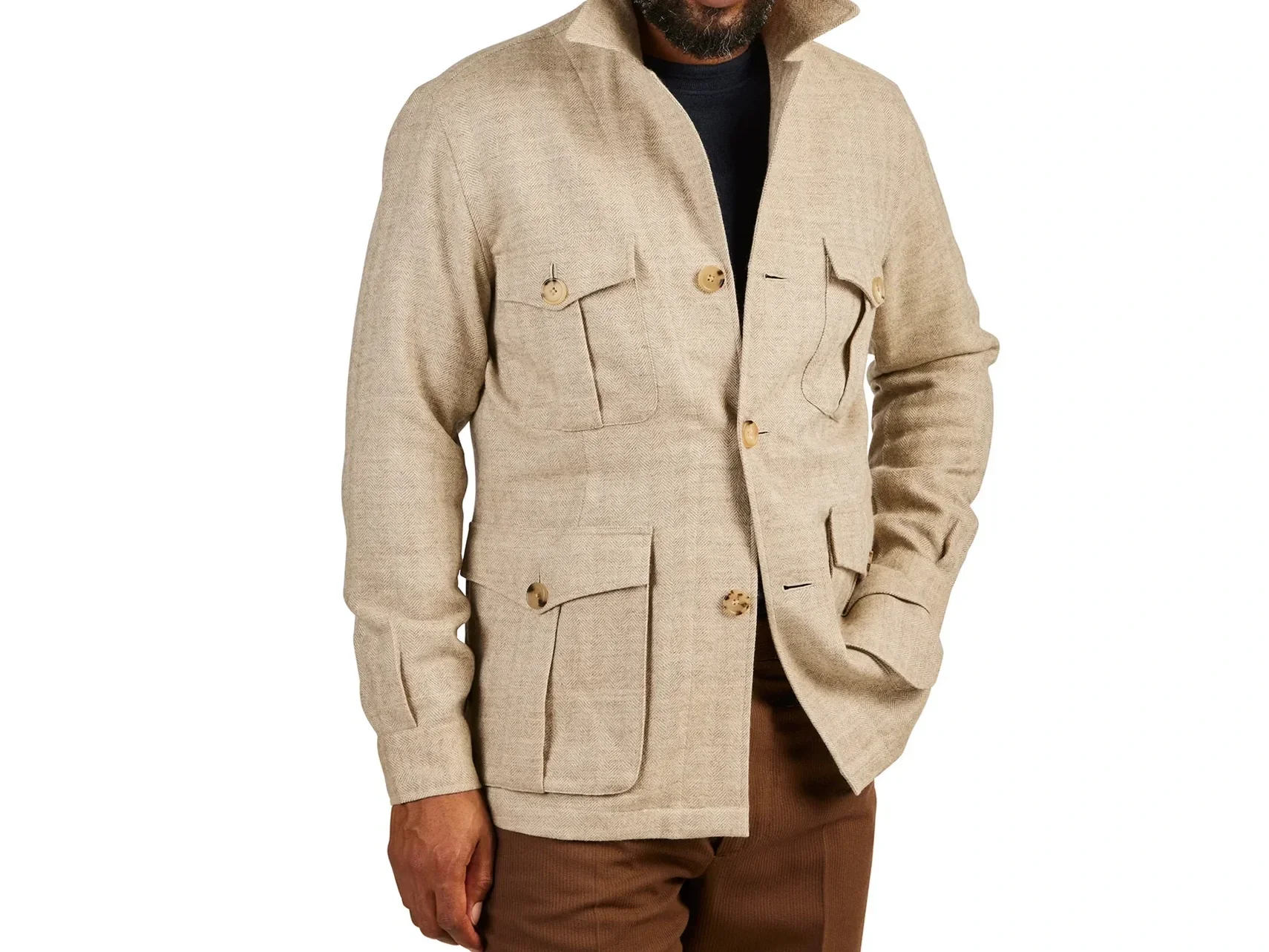 Man in a tan safari jacket