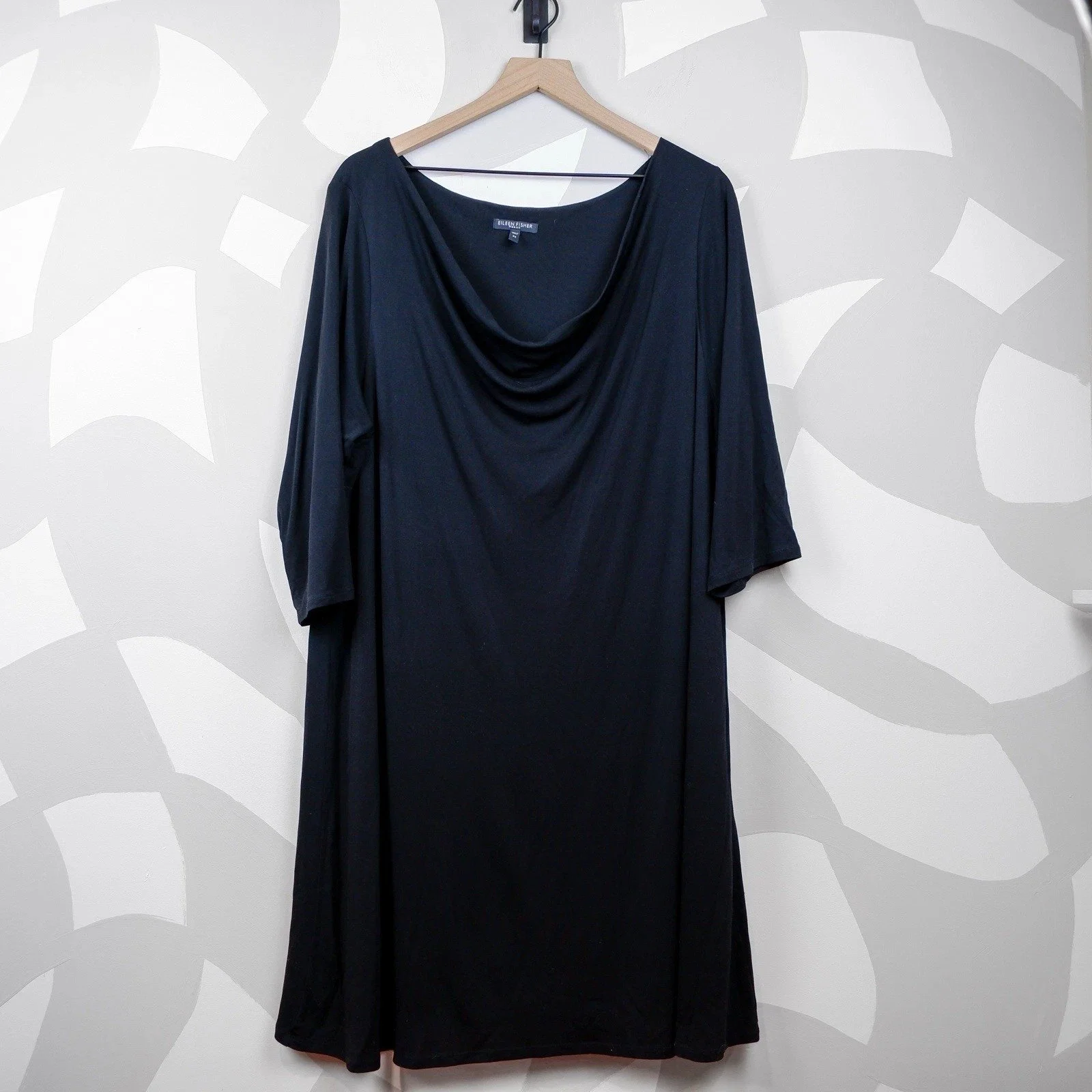 Eileen Fisher Plus Size Cowl Neck Black Dress | 2X