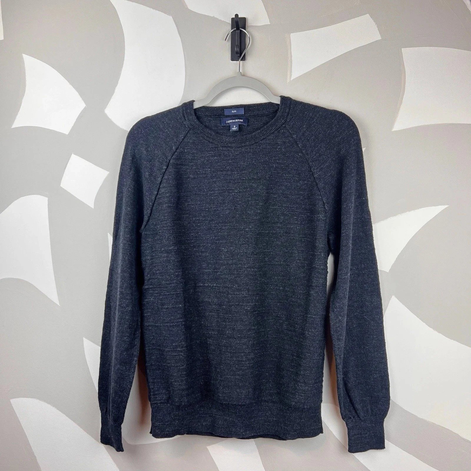 J. Crew Black Slub Knit Slim Crewneck Sweater | S