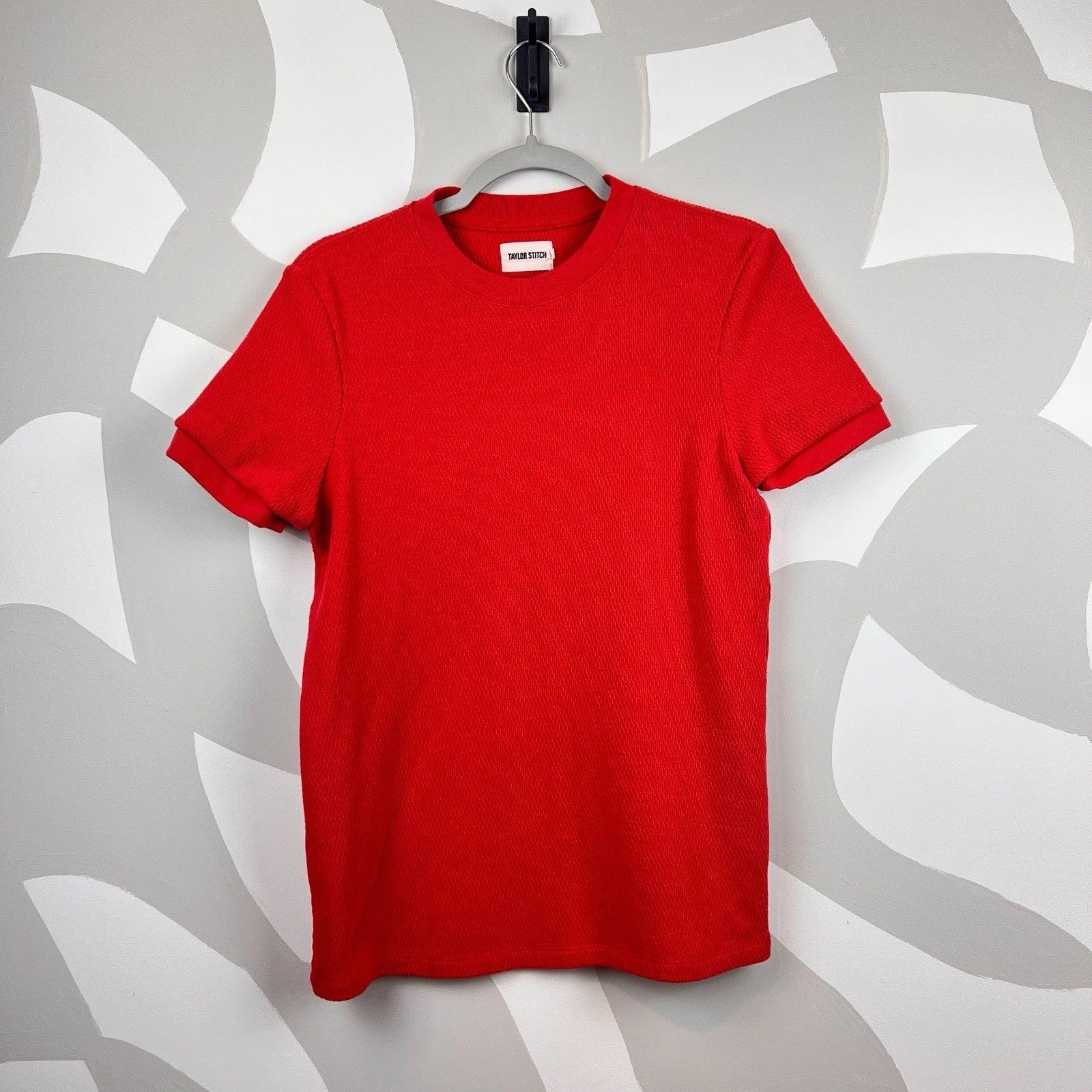 Taylor Stitch Red Waffle Organic Cotton Short Sleeve Crew | 38