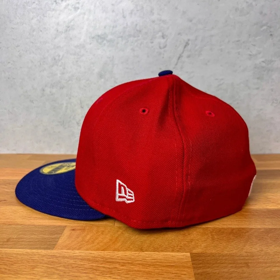 NWT Clearwater Phillies New Era Red and Blue Fitted Hat Cap | Size 7 3/8