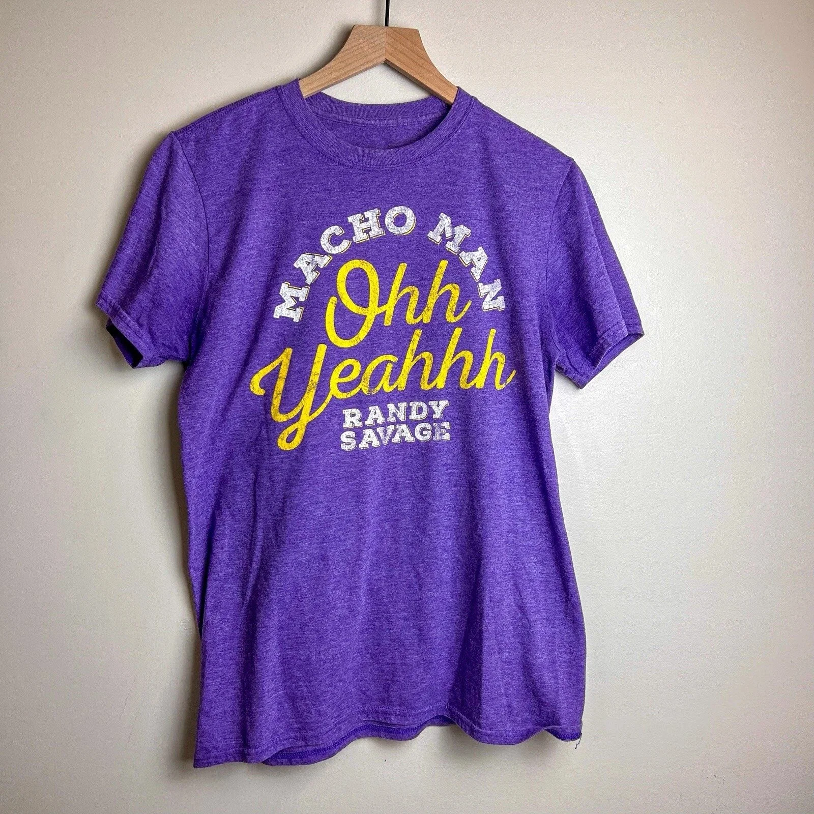 WWF Macho Man Randy Savage Purple Ohh Yeahh T-Shirt | M