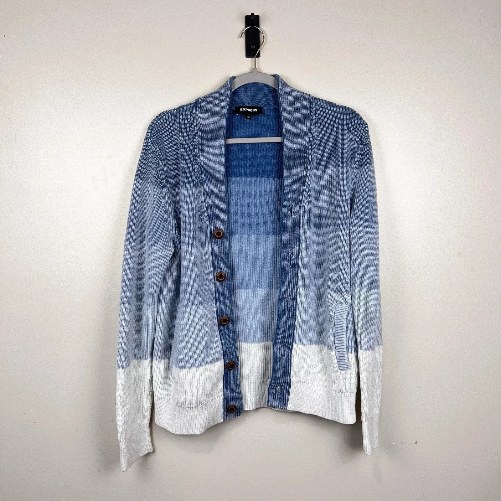Express Men's Blue Ombre Cardigan | M