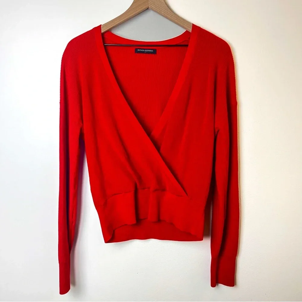 Banana Republic Red Surplice Sweater