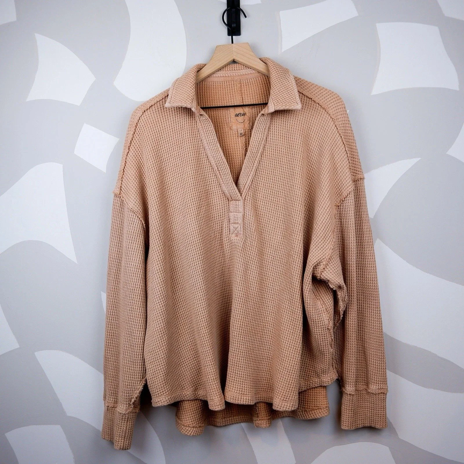 Aerie LumberJane Waffle Polo in Tan | L