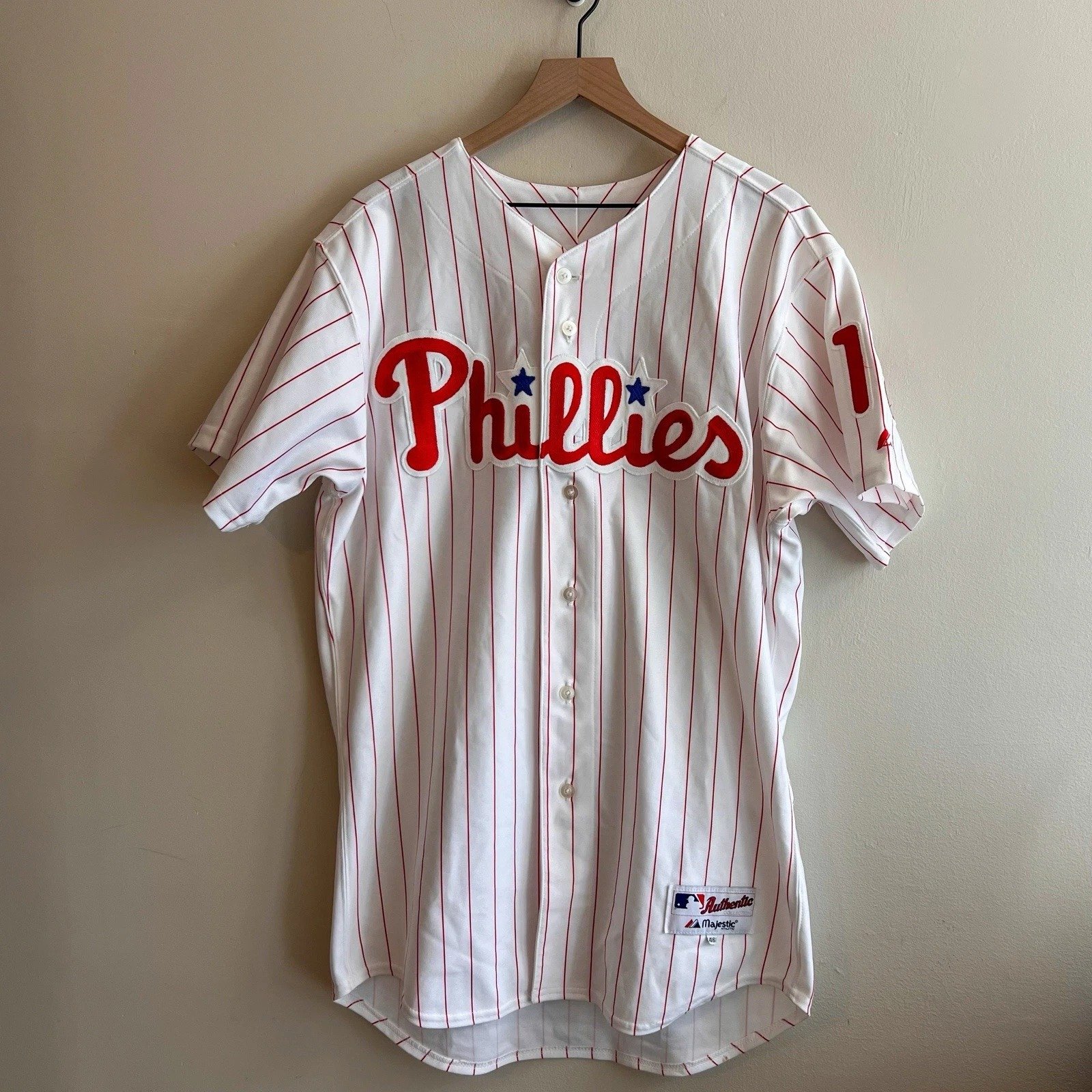 Vintage 2000's Gary Varsho Authentic Phillies Pinstripe Home Jersey | 46