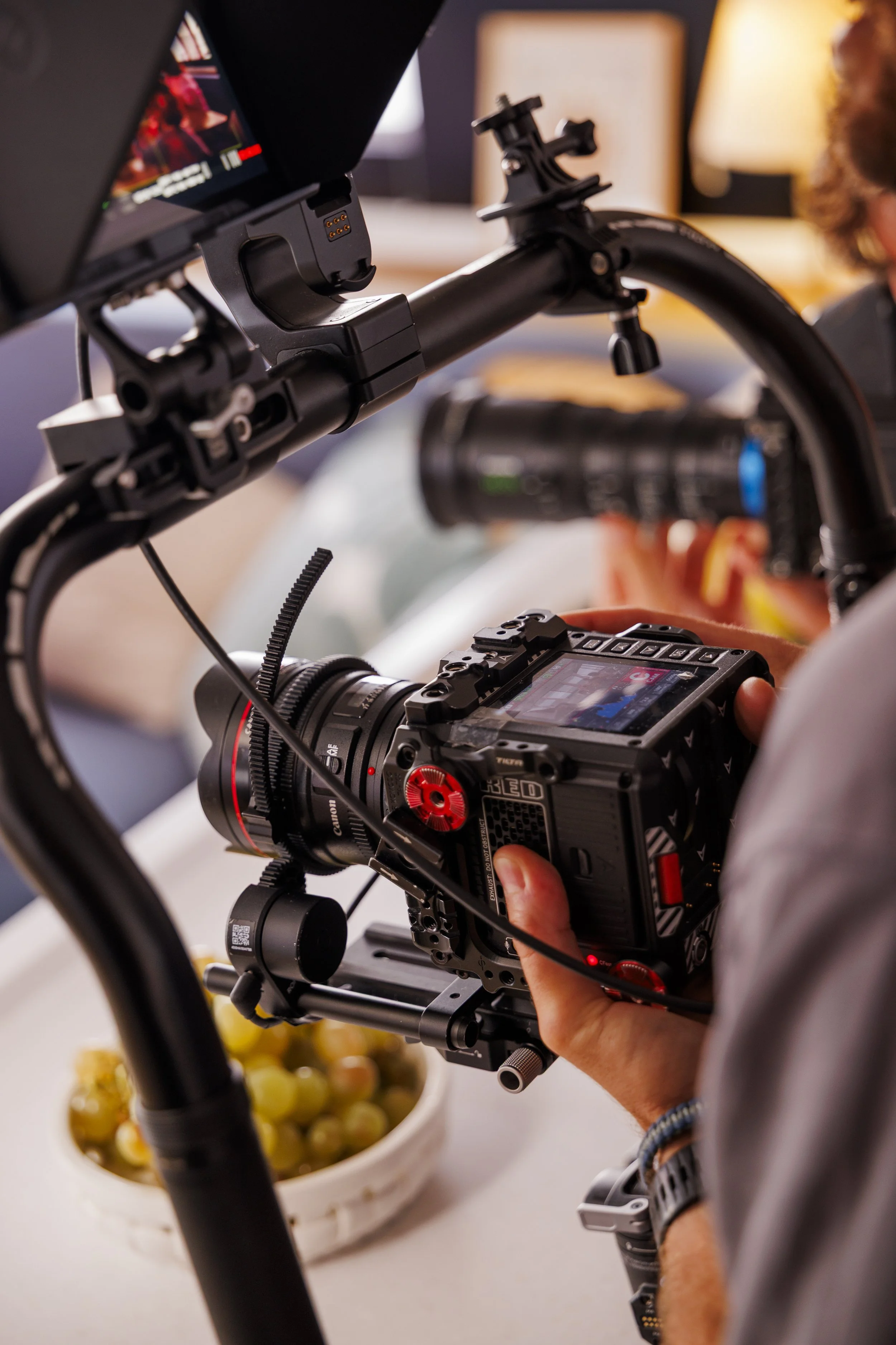 Camera on record, during a video shooting.