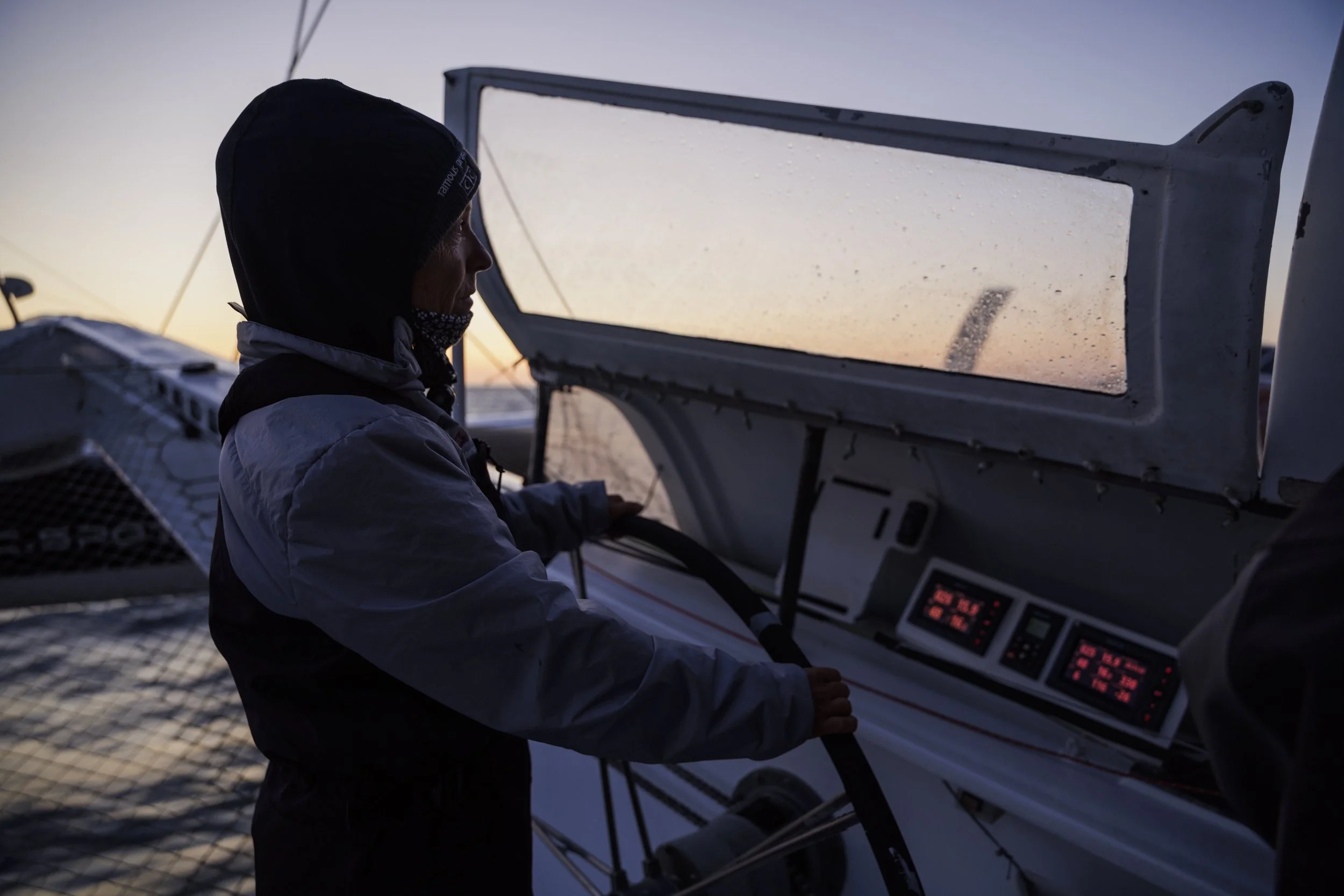 Last light onboard The Famous Project MOD70.