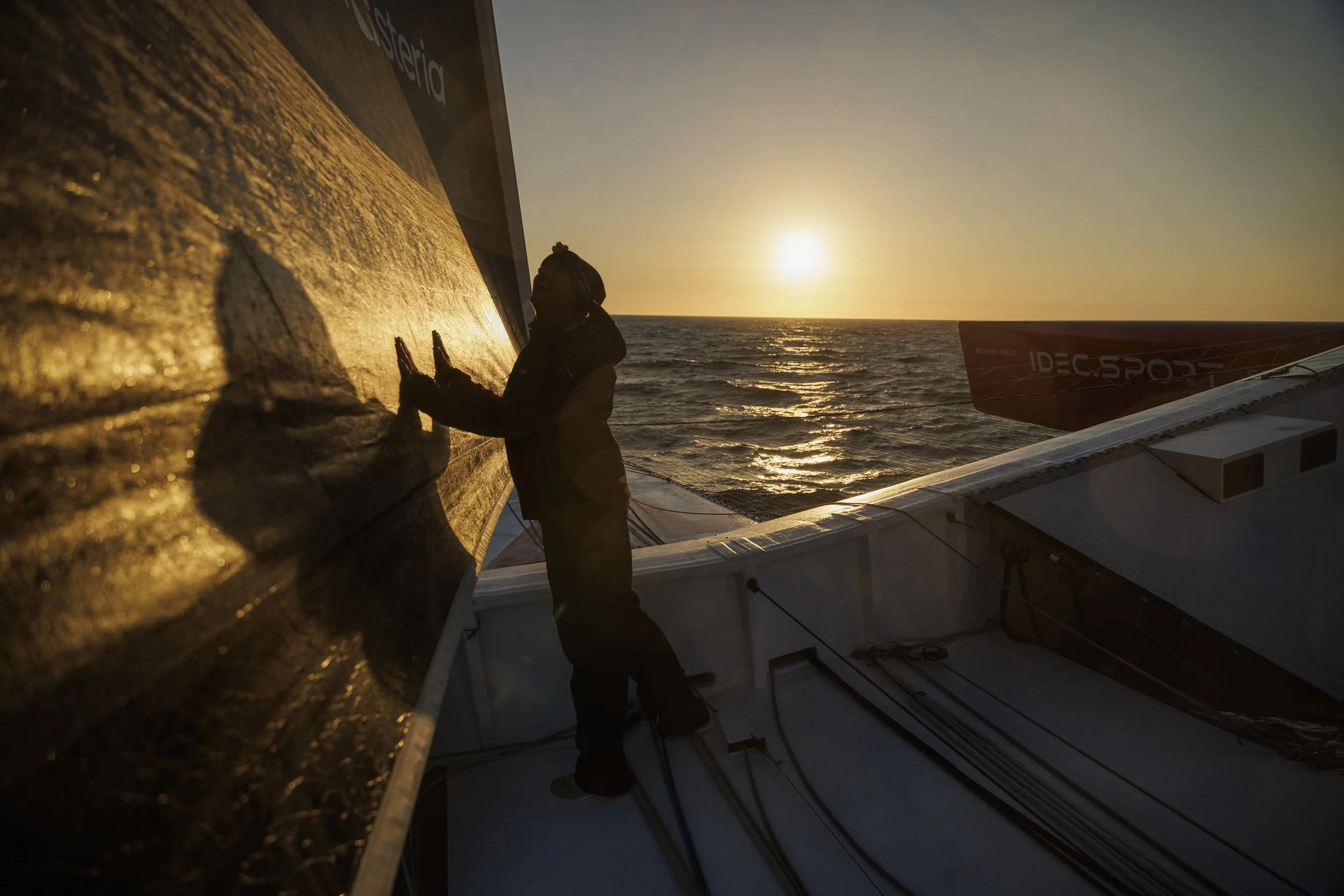 Sunset in the atlantic. Shooting a MOD70 is always a good opportunity to express sailing feelings.
