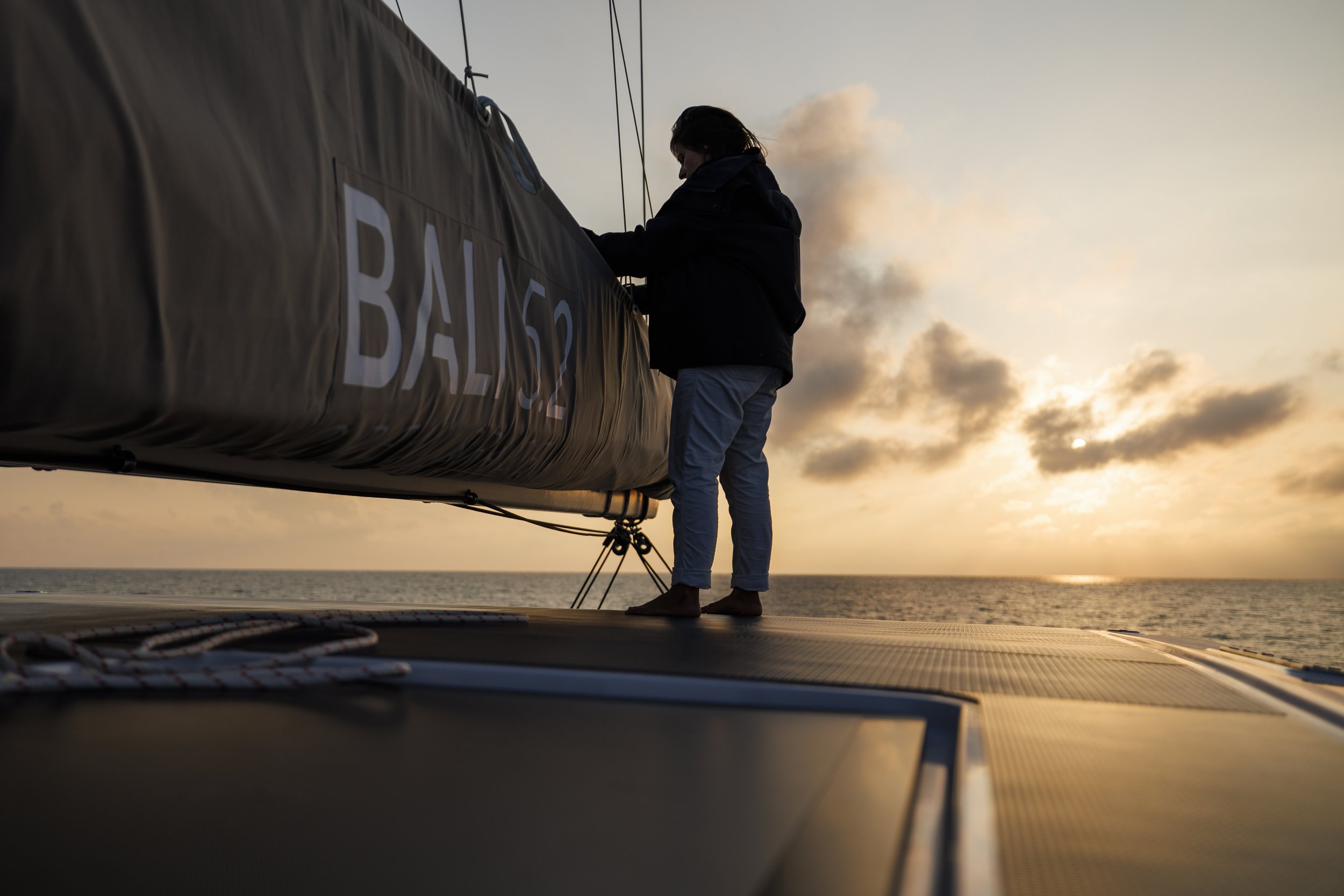 Bali Catamaran on a magnificient sunset light. Shooting for the 2025 campaign.