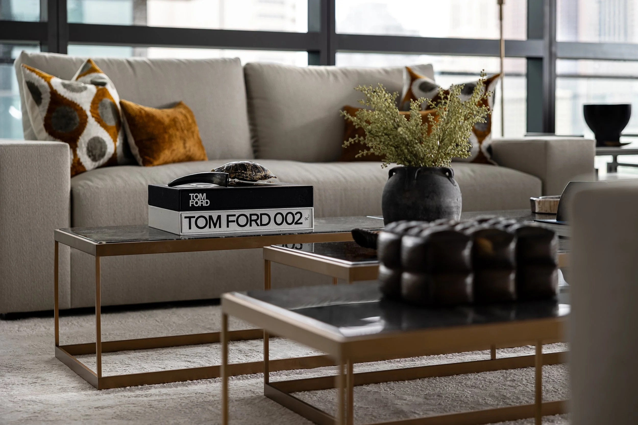 Detail shot of a modern condo in Downtown Columbus Ohio showcasing the luxury interior design of Benham + Co Interior Design.