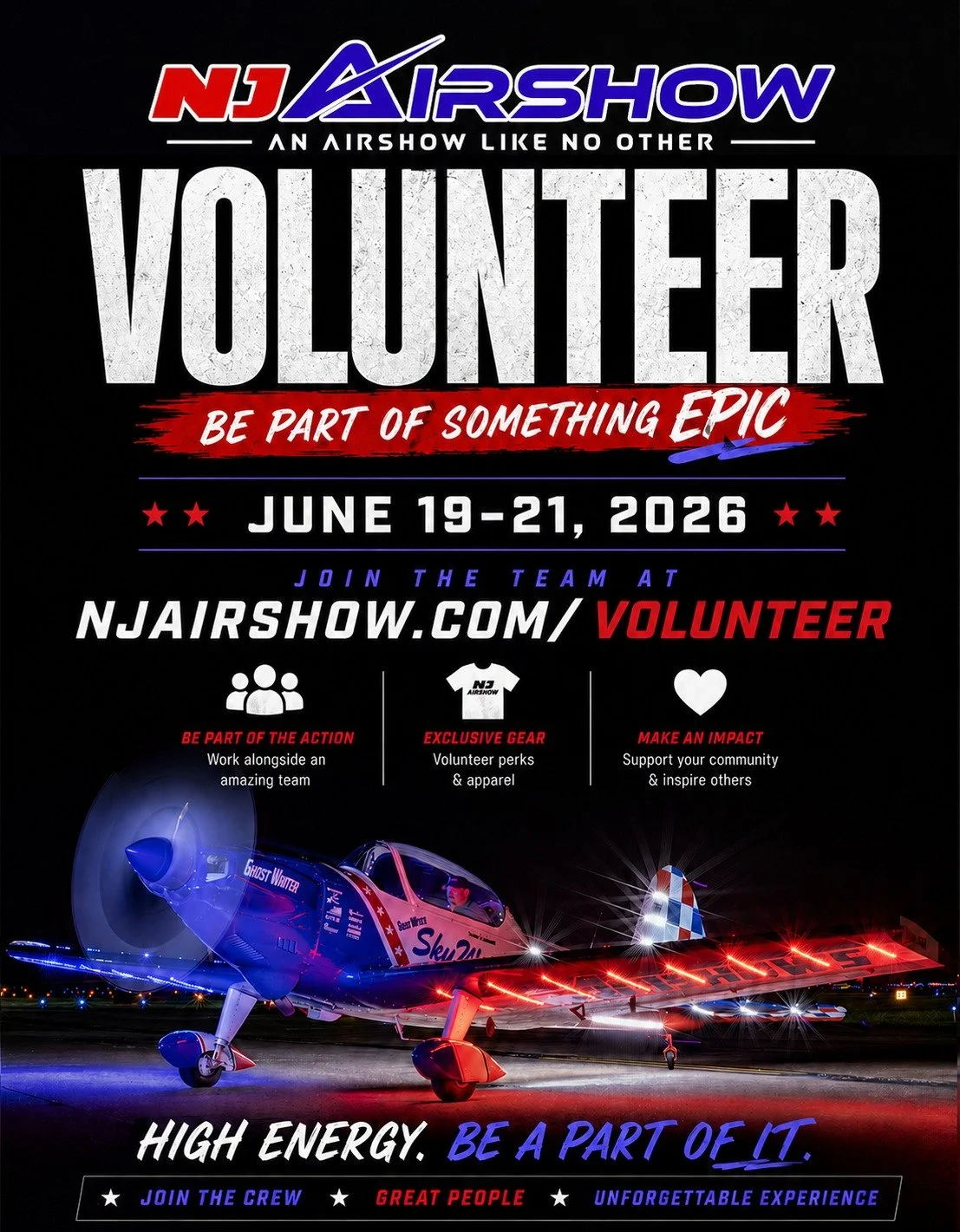🚨 LAST CALL FOR VOLUNTEERS! 🚨

Want to be part of the team that helps make the NJ Airshow possible?

Join us June 19&ndash;21, 2026, and experience the excitement from the inside! Volunteers play a critical role in helping deliver one of the most u