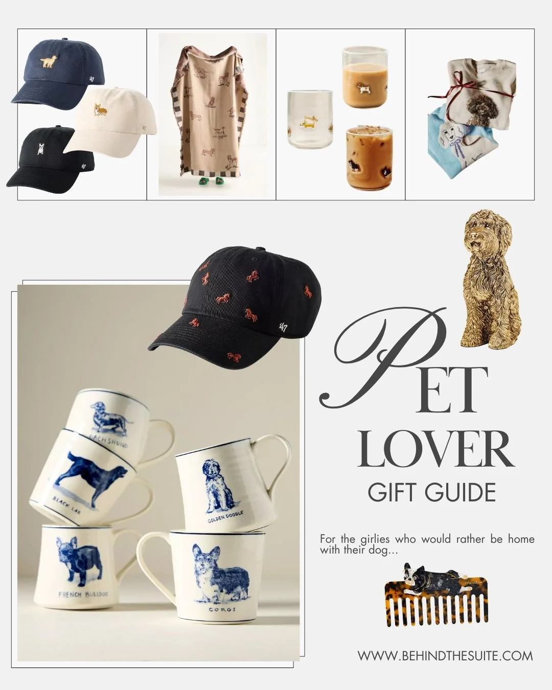 Pet lovers gift guide with et themed holiday gifts from anthropologie, rifle paper co and more