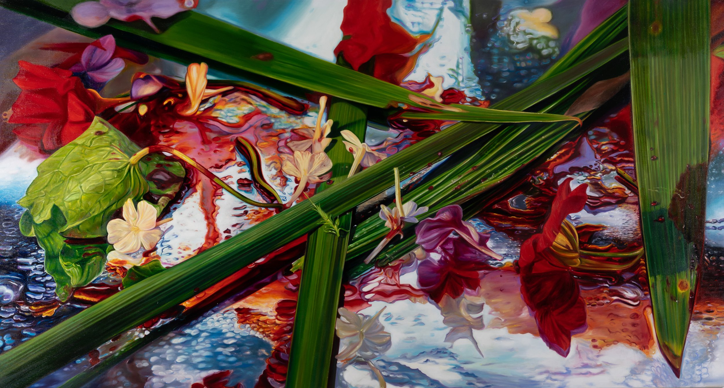 Liquid Garden 140x260 cm Öl auf Nessel