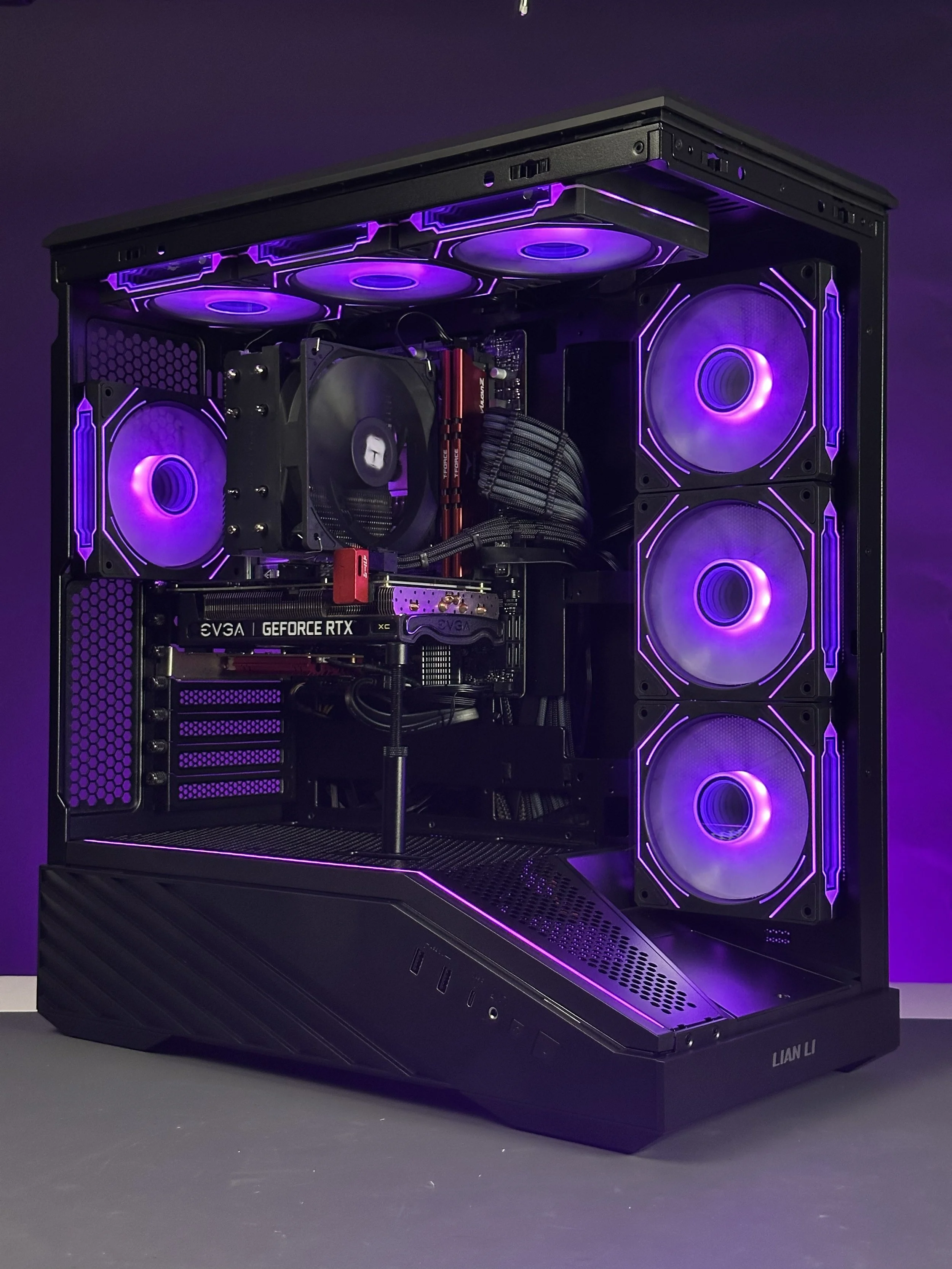 Nexus tier balanced custom gaming PC with purple RGB lighting
