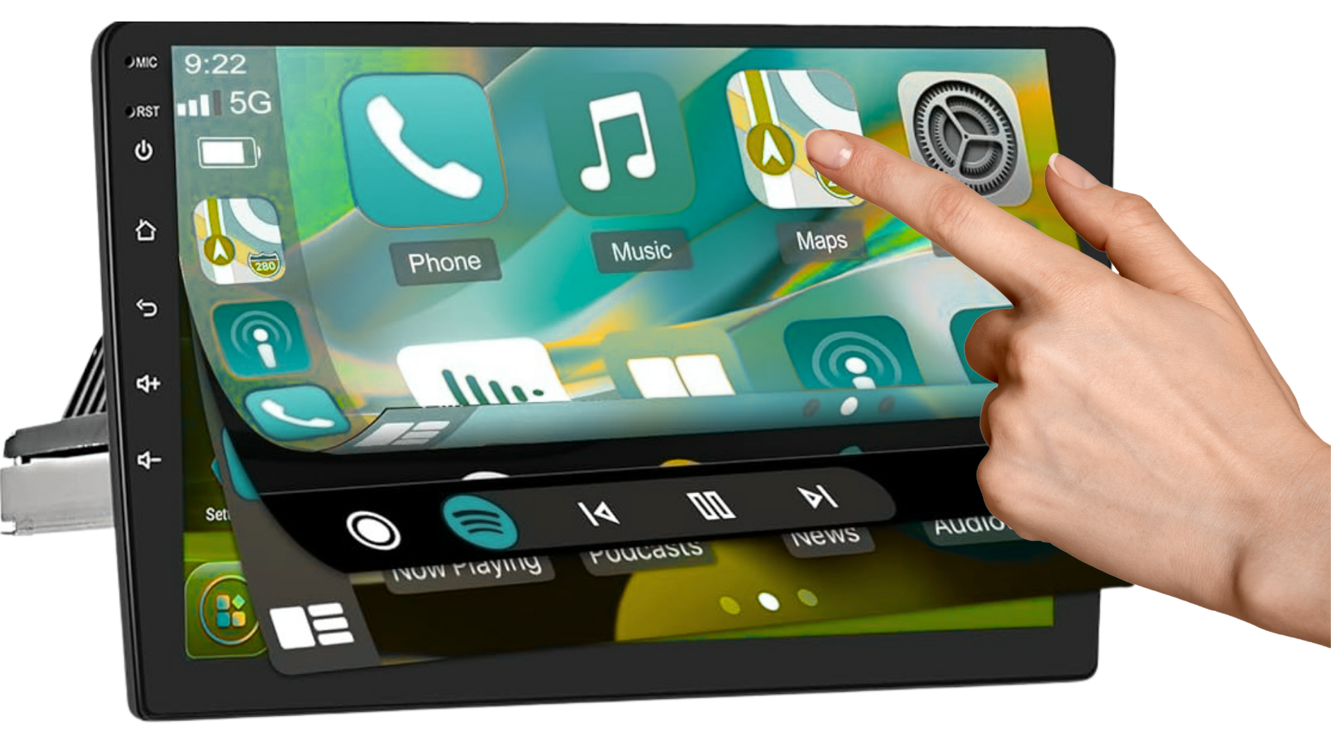Nachrüstbares Autoradio mit Apple CarPlay und Android Auto, auf Wunsch von Schuldt Safety geliefert und verbaut