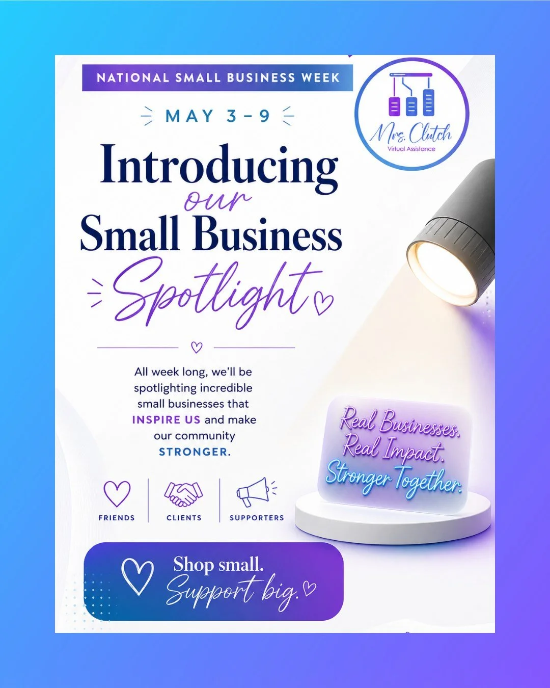 In honor of National Small Business Week (May 3&ndash;9), Mrs. Clutch is highlighting the businesses that make our community stronger&mdash;our friends, our clients, and the supporters who continue to show up in big ways.

These are the brands behind