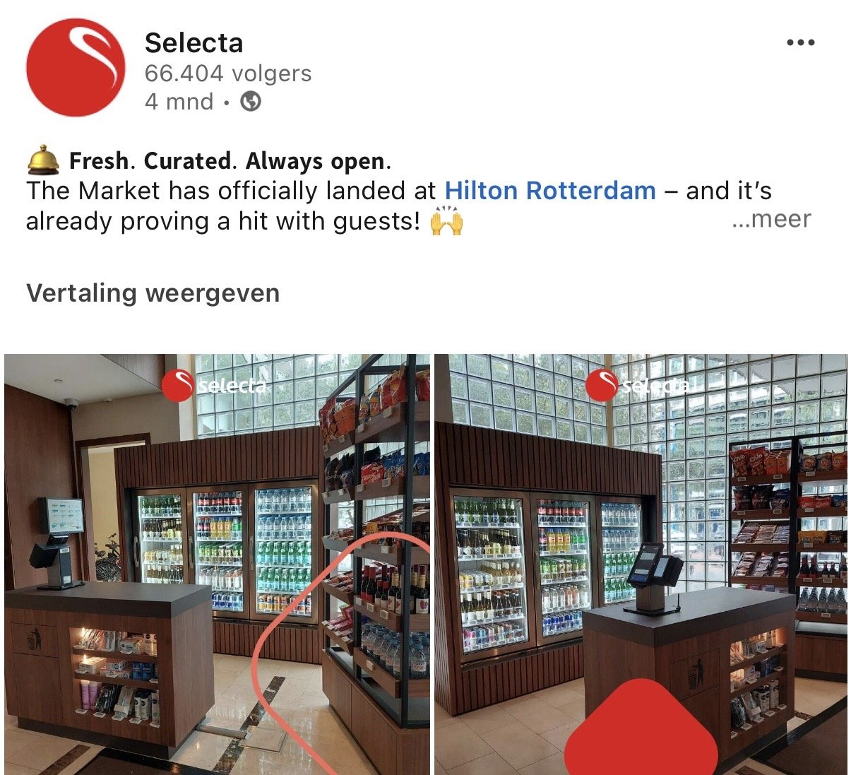 Selecta launches The Market at Hilton Rotterdam, a fresh, curated and always-open self-serve retail solution offering drinks, snacks and meals for hotel guests 24/7..jpg