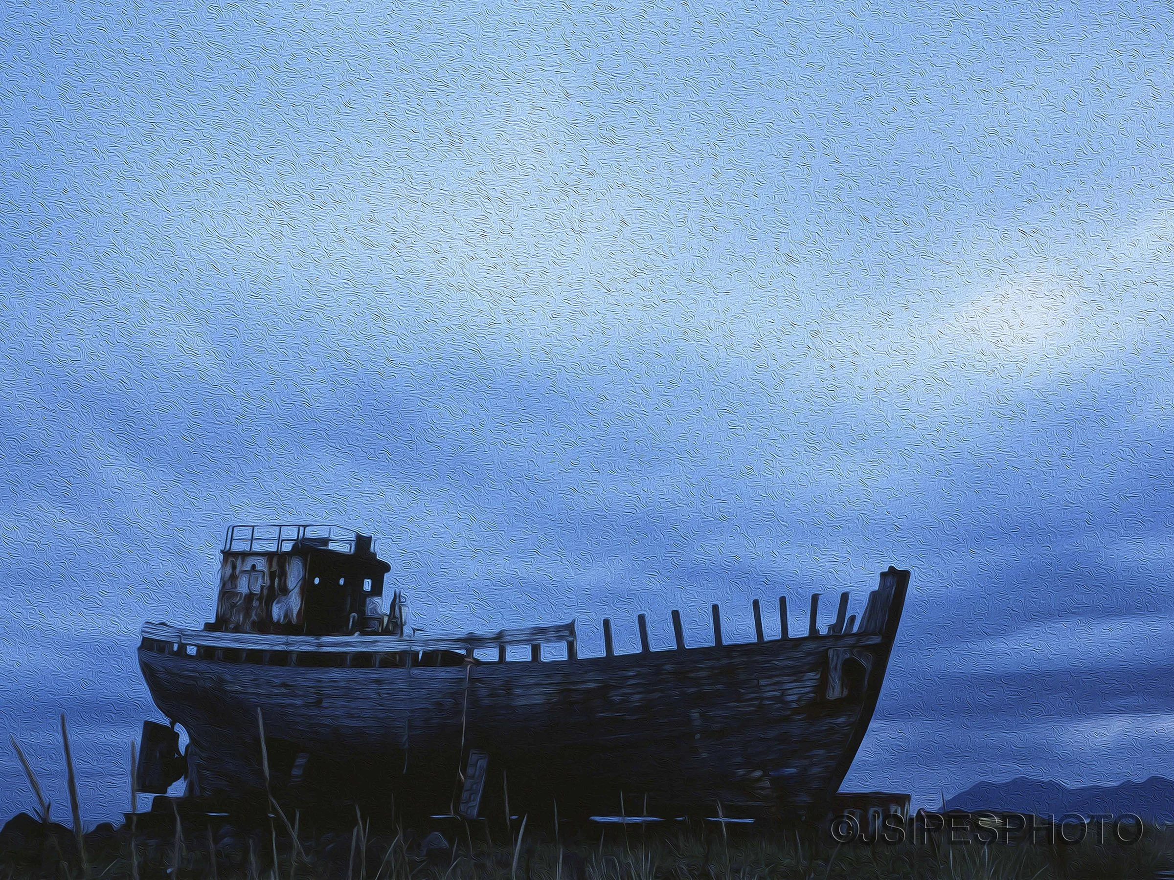 Stormy Boat Paint Brush Style