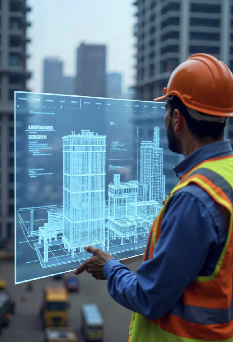 Un bâtiment moderne en forme de tour rectangulaire avec des étages décalés, de couleur rouge, vu contre un ciel bleu avec le soleil brillant à proximité.