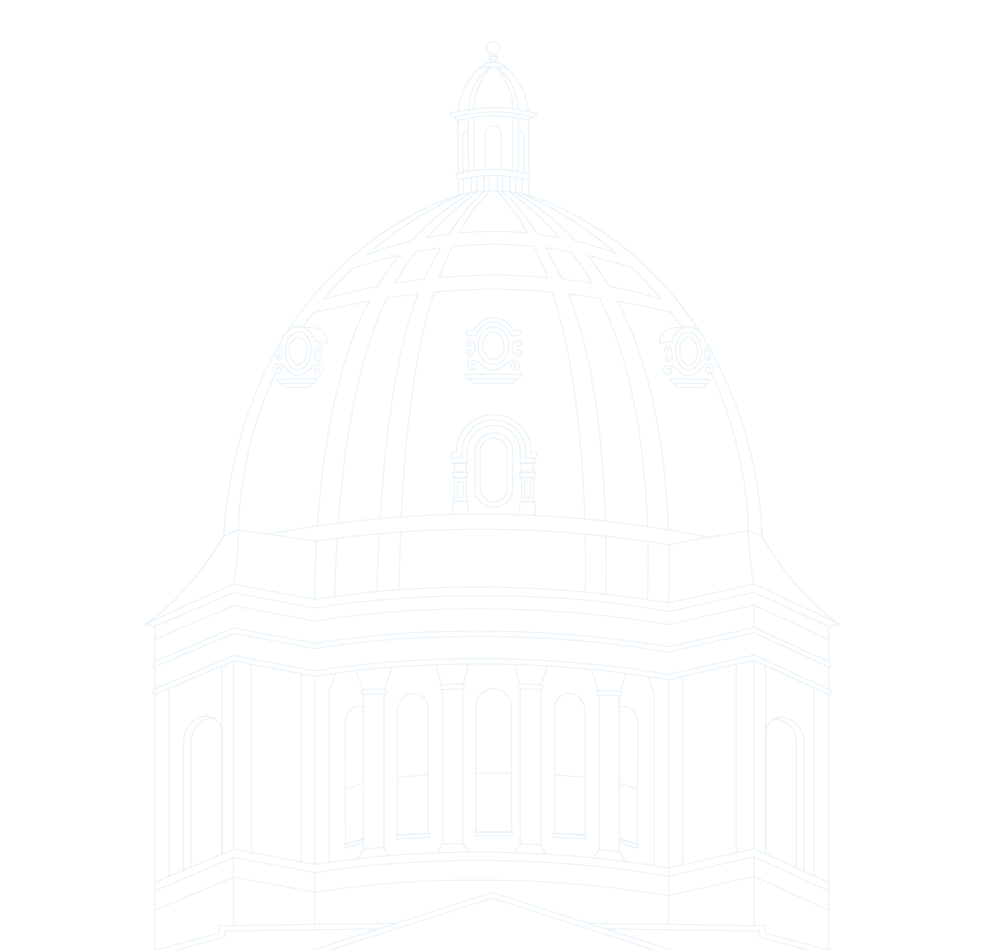 South Dakota capitol blue line illustration.