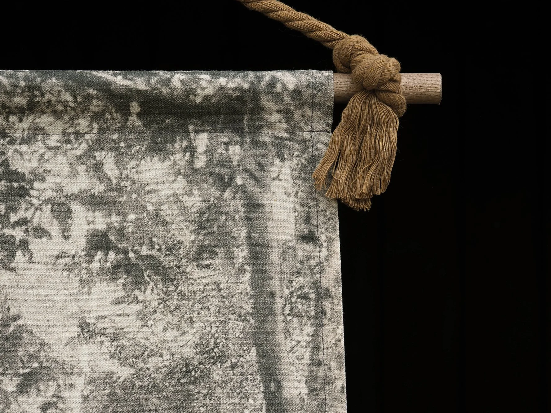 A close up photo of linen and rope