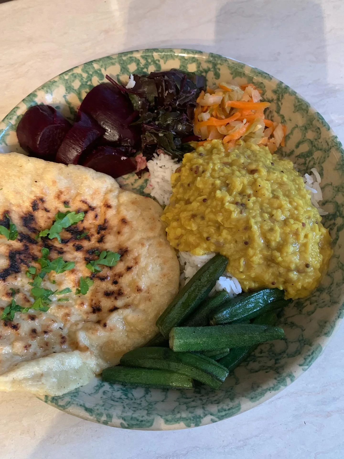 If you have known us for a while, then you know that rice and dal  is one of our favorite meals. Once in a while, we go all out and make gluten free millet naan to accompany. WOW, it was so amazingly chewy. Of course being harvest time, we were able 