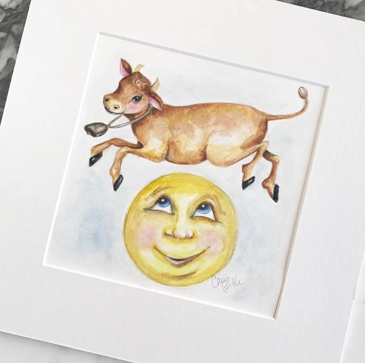 Cow Jumped Over the Moon Illustration by Carrie Beth