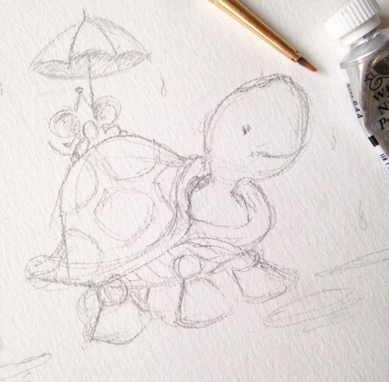 Turtle and Mouse Sketch Illustration by Carrie Beth