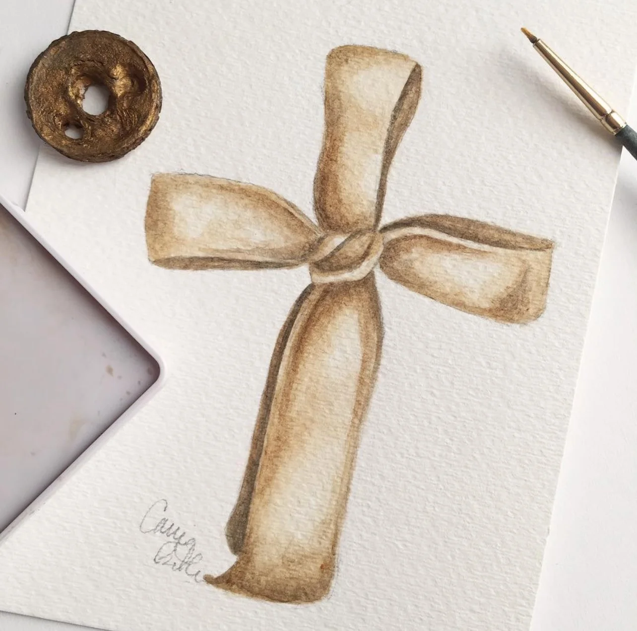 Ribbon Cross Illustration by Carrie Beth