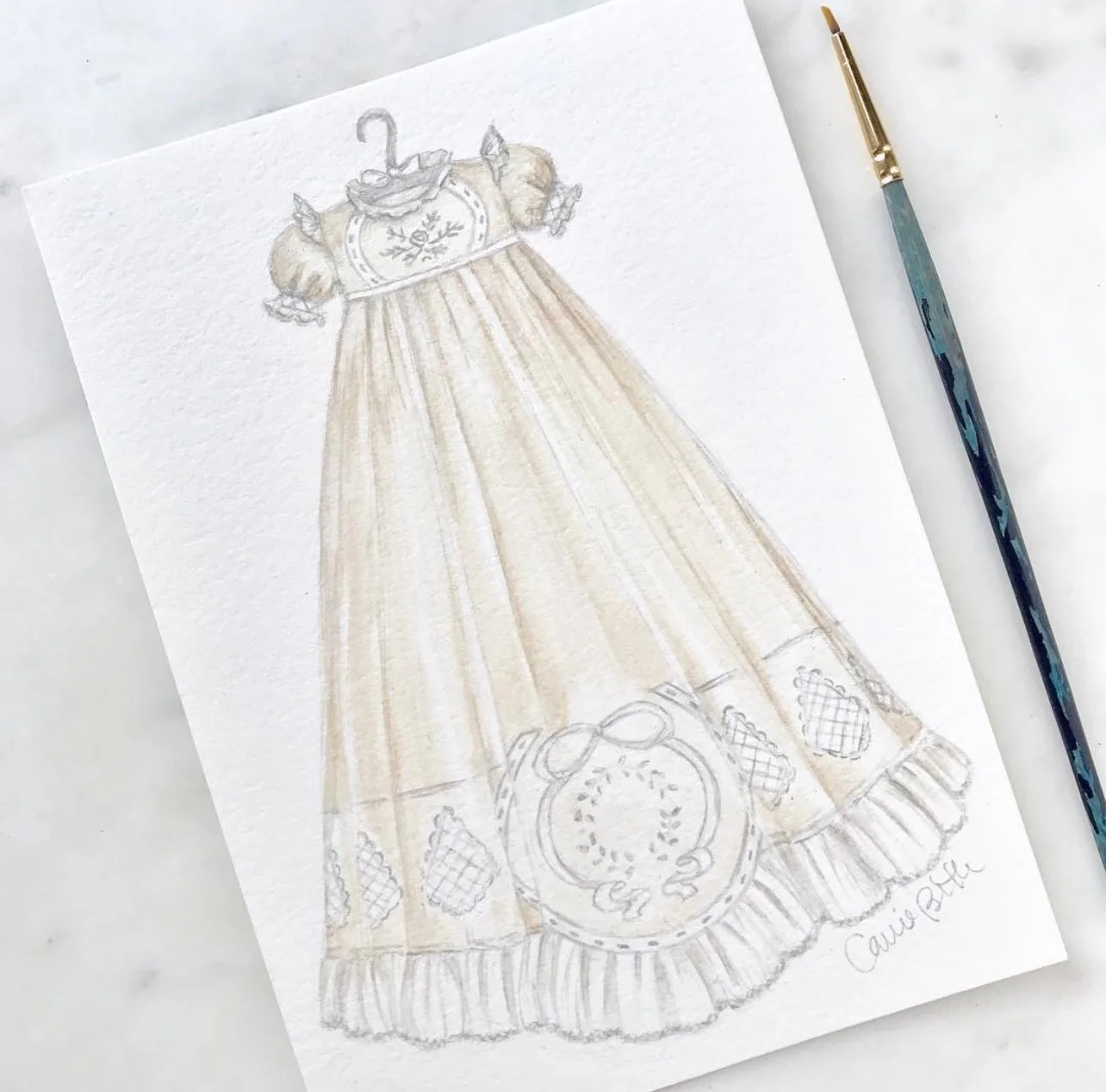 Heirloom Dress Illustration by Carrie Beth