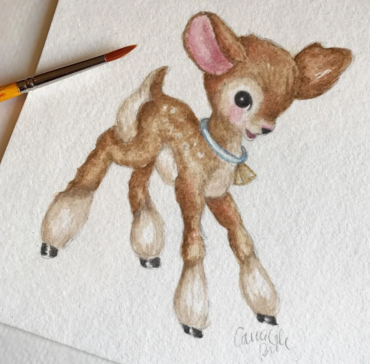 Vintage Deer Illustration by Carrie Beth