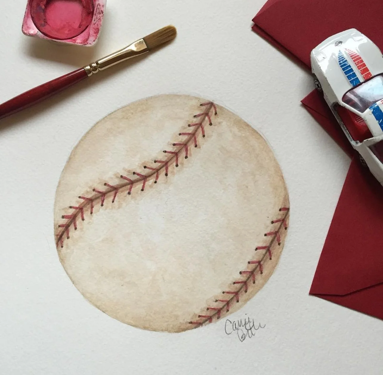 The Great Bambino Baseball Illustration by Carrie Beth