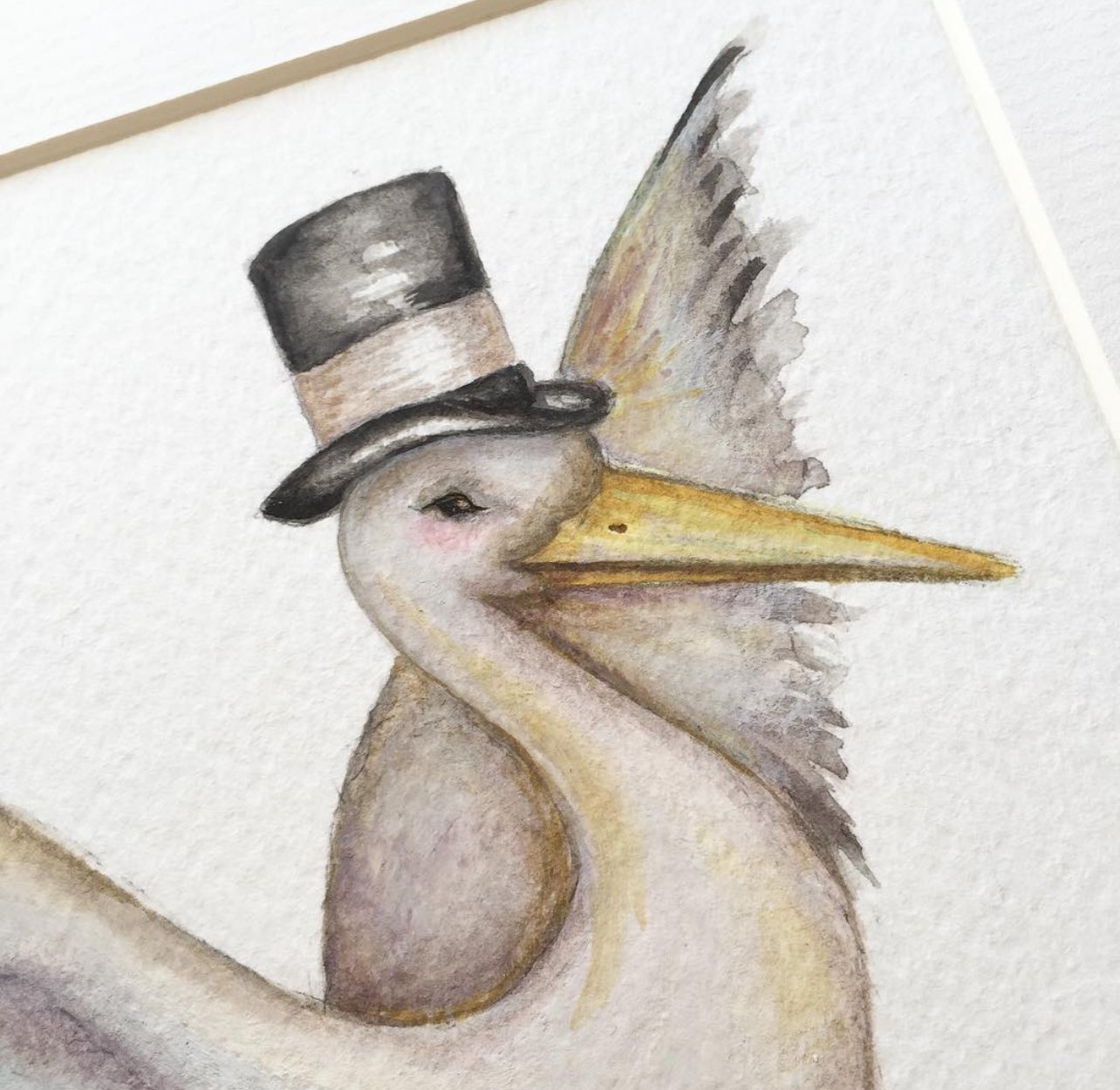 Stork and Top Hat Illustration by Carrie Beth
