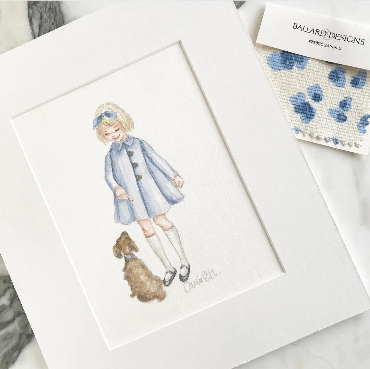 A Girl and Her Puppy Illustration by Carrie Beth