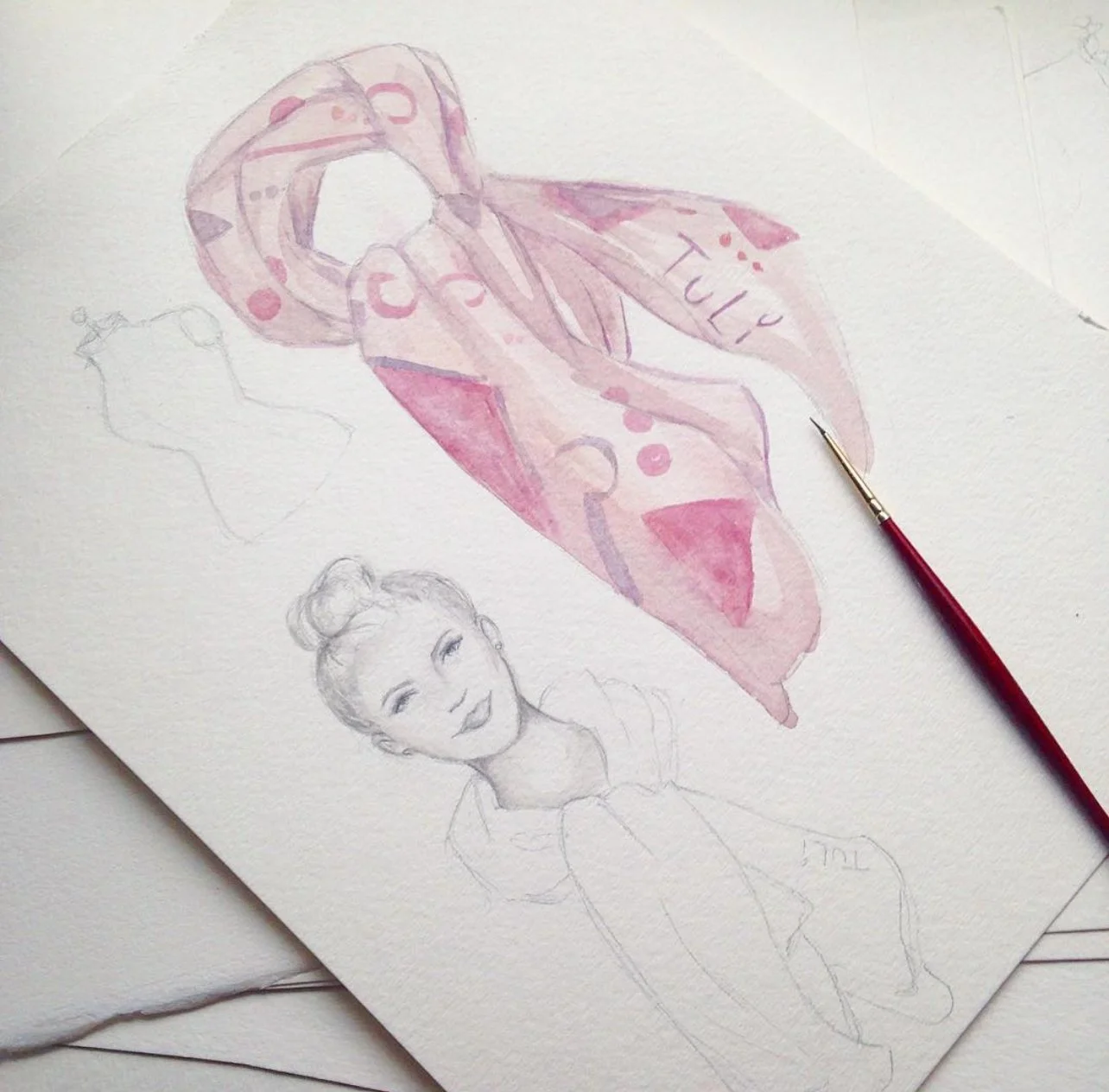 Watercolor Fashion Illustration by Artist Carrie Beth