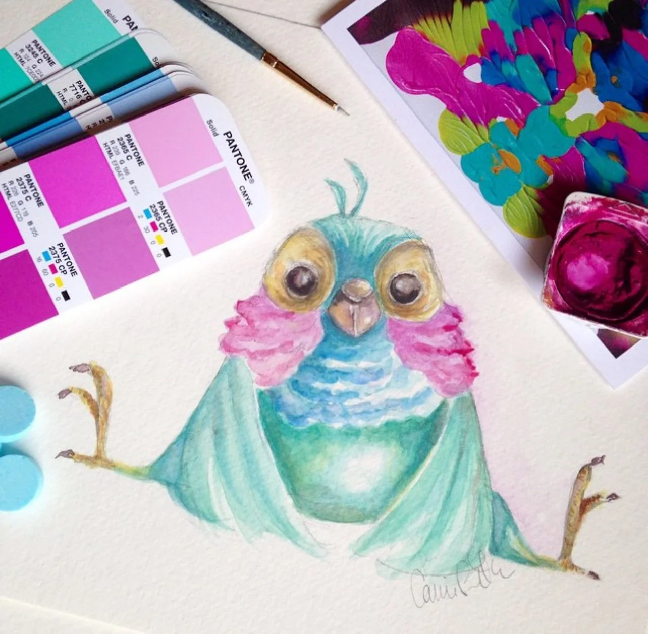 Bubbly Bird Illustration by Carrie Beth