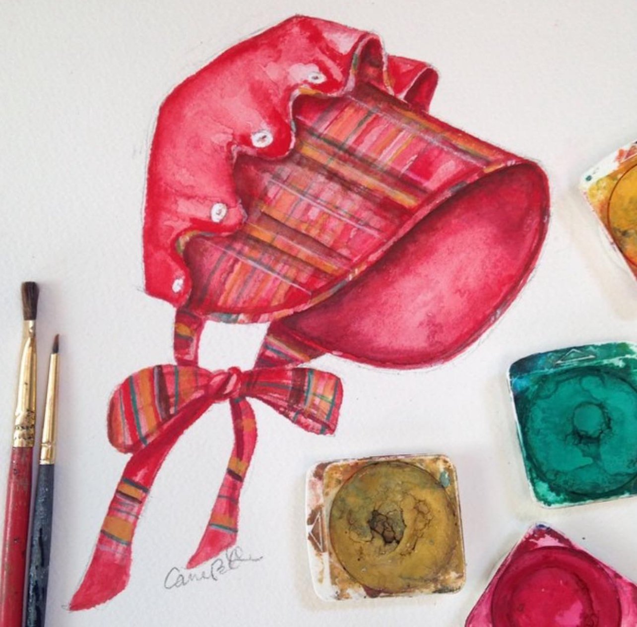 Christmas Bonnet Illustration by Carrie Beth