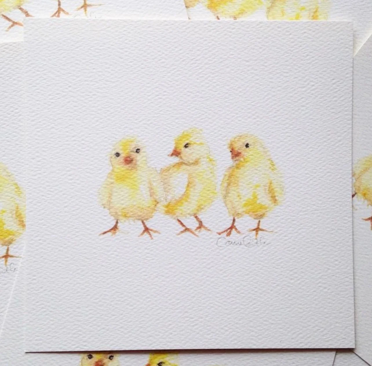 Three Baby Chicks Illustration by Carrie Beth