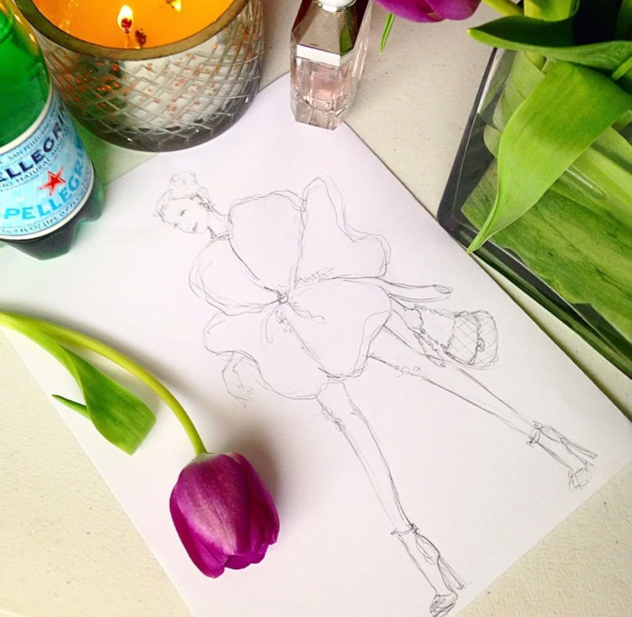 Four Leaf Clover Girl Fashion Illustration by Carrie Beth