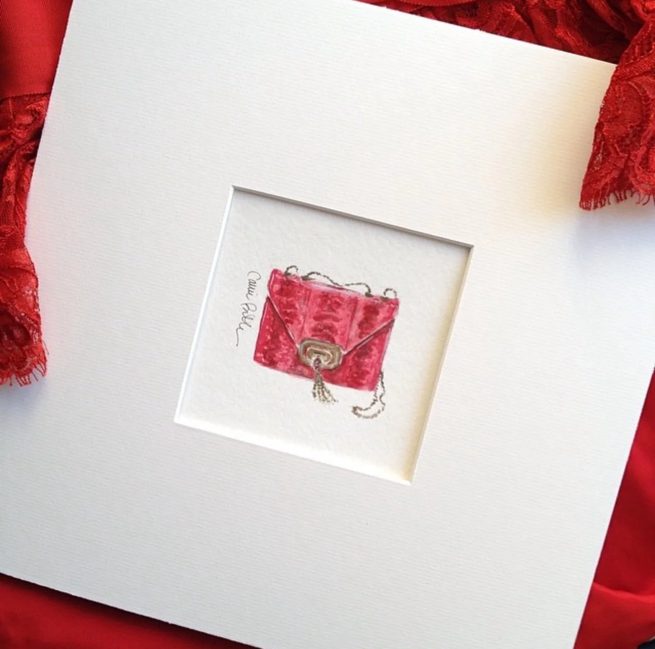 Red Purse Fashion Illustration by Carrie Beth